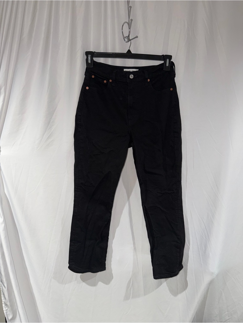 Abercrombie & Fitch Jeans Ultra High Rise Ankle Straight Leg Black Denim 27